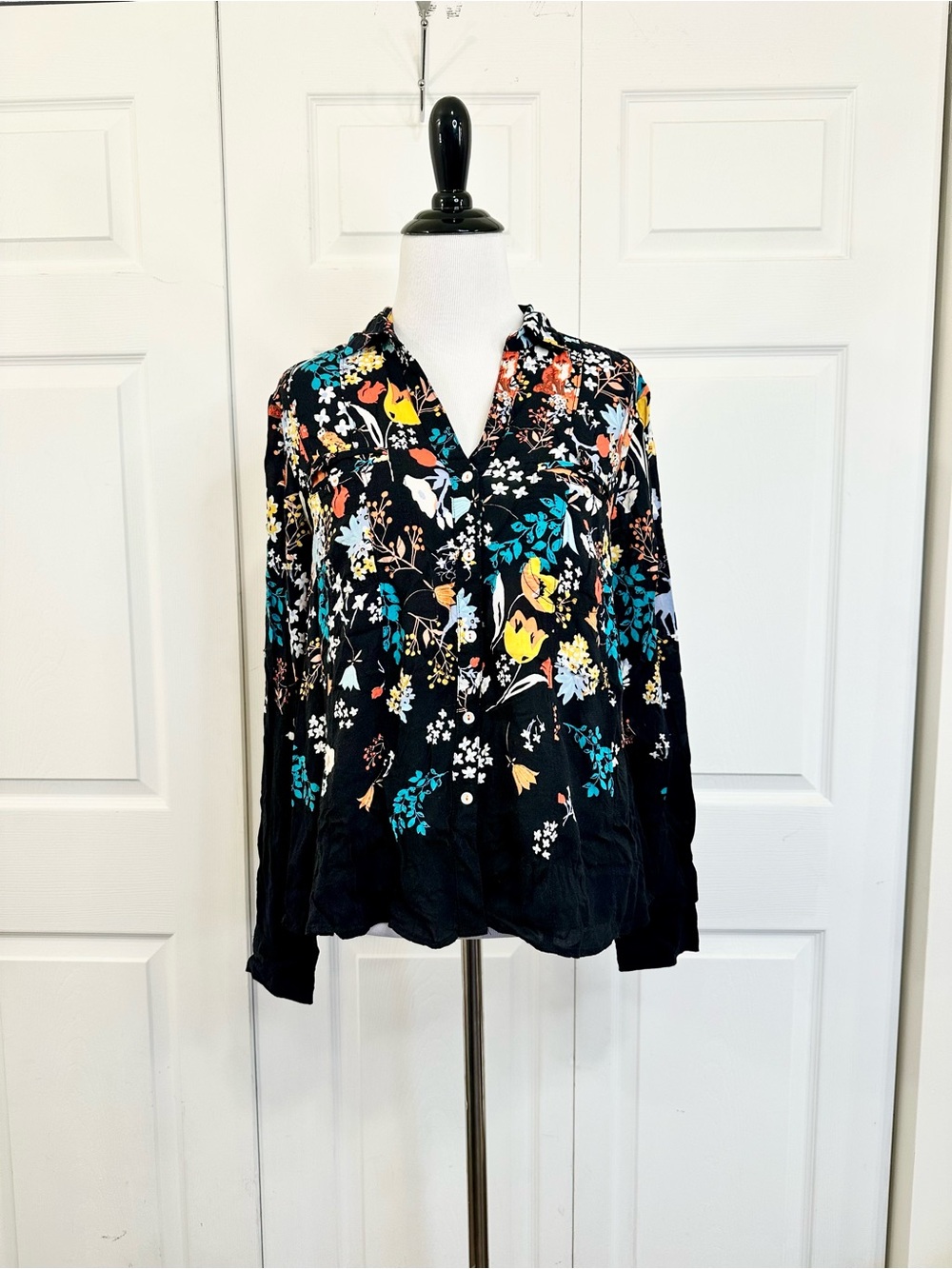 Maeve Forest Friends Button-Down Top with Multicolor Floral and Animal Print 6